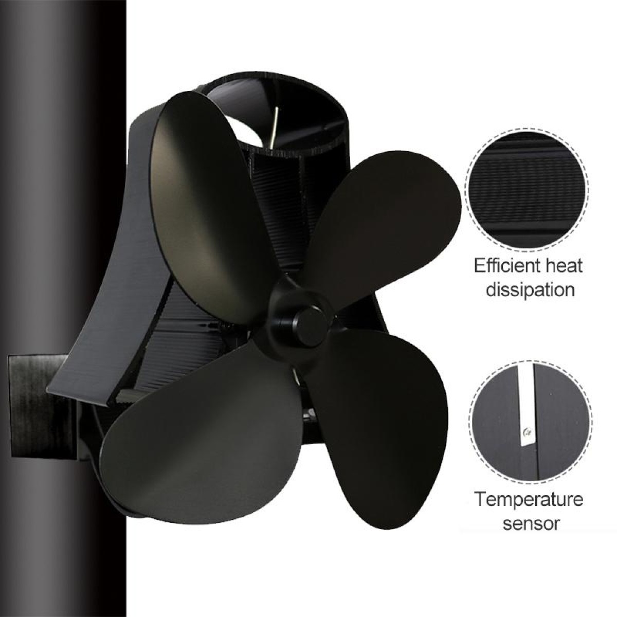 YL-105 4-Blade Aluminum Heat Powered Fireplace Stove Fan(White)