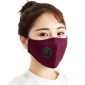For Men Women Washable Replaceable Filter Breath-Valve PM2.5 Dustproof Face Mask(Dark Red)