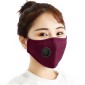 For Men Women Washable Replaceable Filter Breath-Valve PM2.5 Dustproof Face Mask(Dark Red)