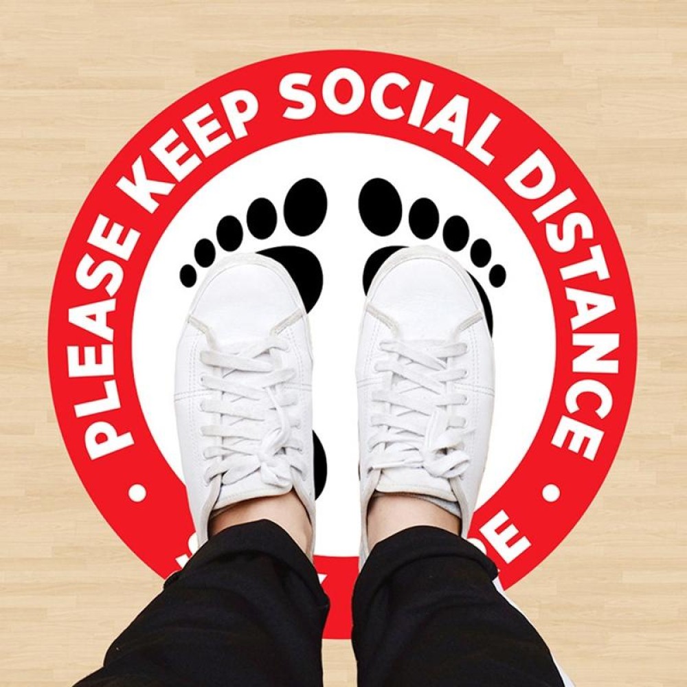 Self-adhesive Waterproof PVC Epidemic Prevention Social Distance Floor Stickers, Length：43cm