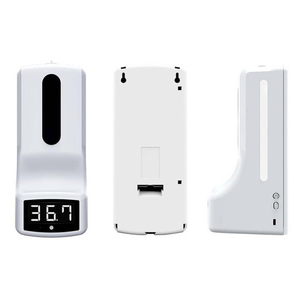 K9 Handsfree Non-contact Body Light-sensitive Distance Sensor Thermometer + 1000ml Automatic Non-contact Liquid Soap Dispenser(White)