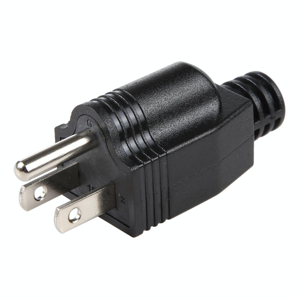US Plug Male AC Wall Universal Travel Power Socket Plug Adapter (Black)