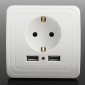 DIXINGE 2A Dual USB Port Wall Charger Adapter 16A EU Plug Socket Power Outlet Panel(White)