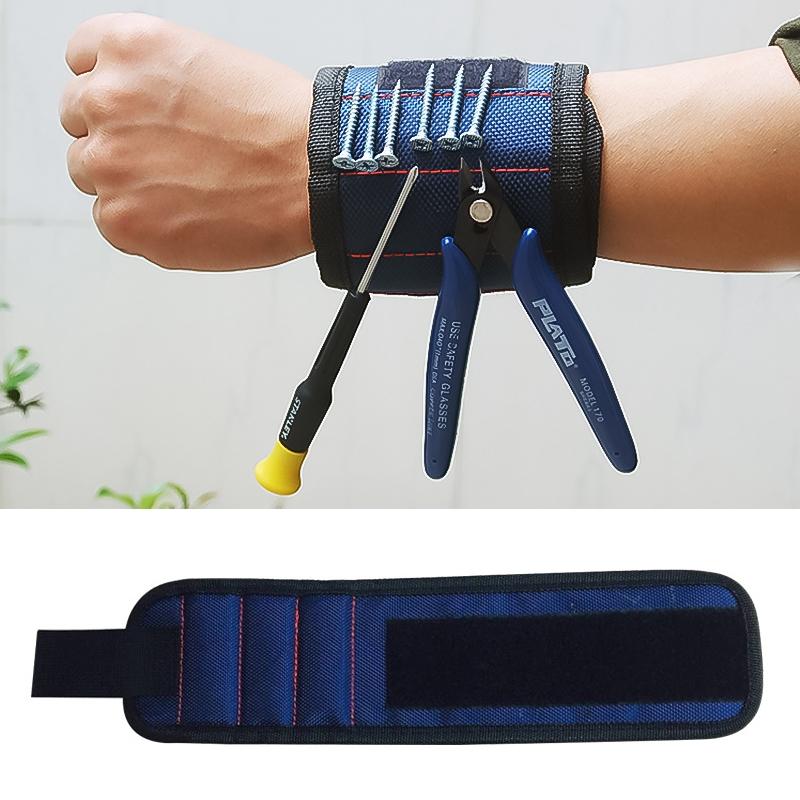 1680D Oxford Cloth Pocket Magnetic Wristband Storage Pockets Tool(Blue)