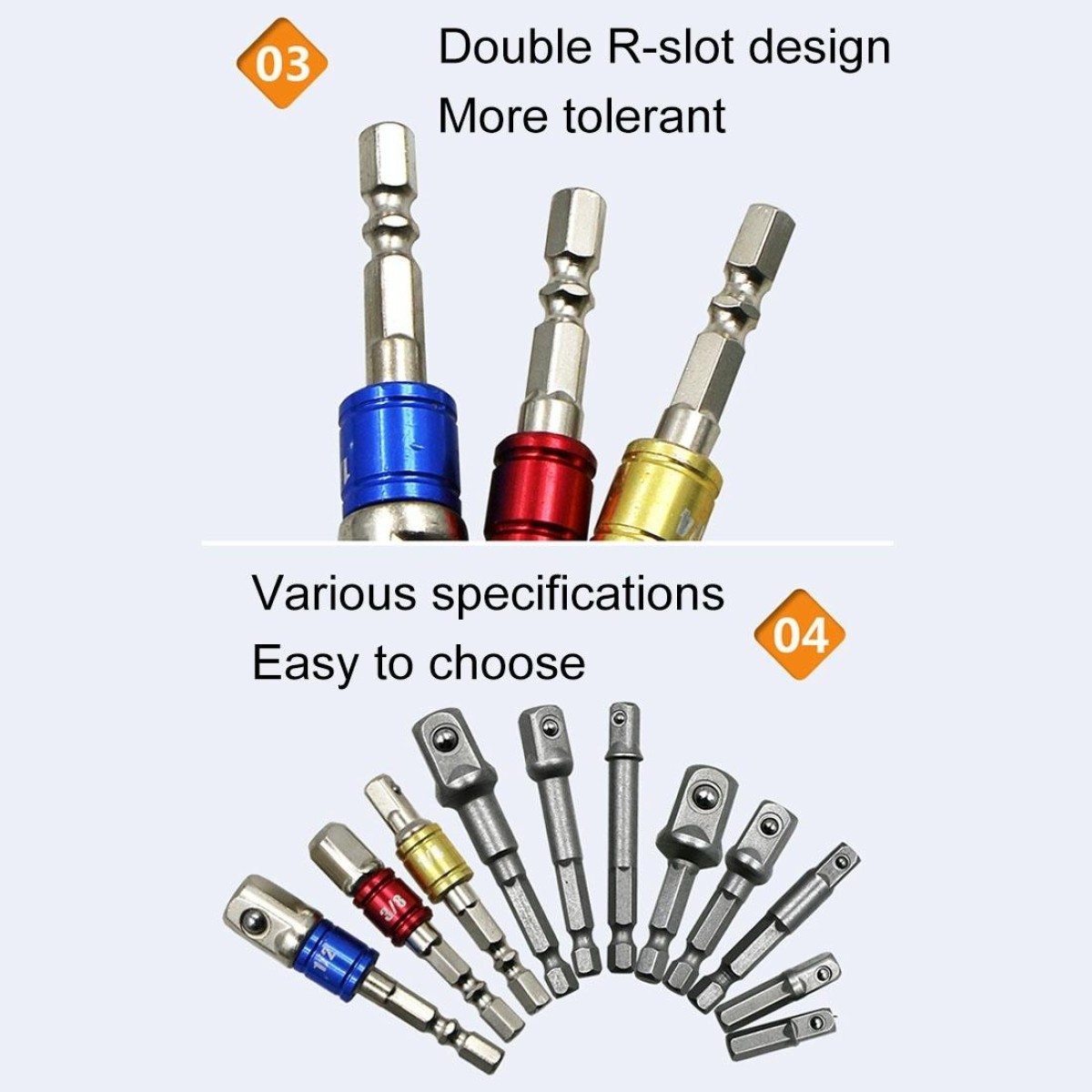 3 PCS/Set Socket Bit Extension Bar Hex Shank Adapter Drill Nut Driver Power Drill Bit(1/4, 3/8, 1/2 inch), Length:65-73mm