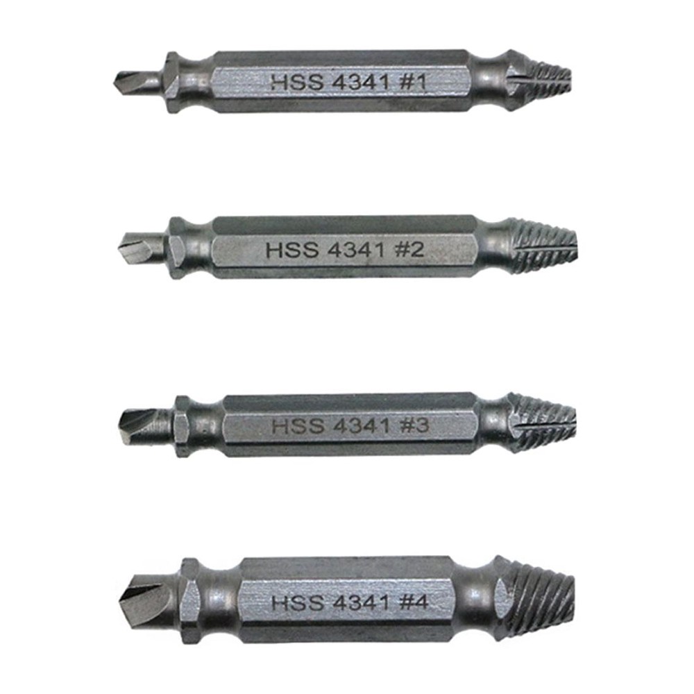 4 in 1 Screw Extractor Drill Bits Tool Broken Bolt Remover(1#, 2#, 3#, 4#), with Plastic Case