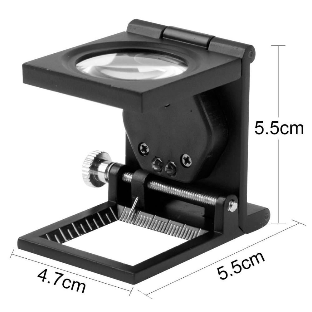 Mini Desk Style 10x Magnification Loupe Metal Antique Magnifier(Black)