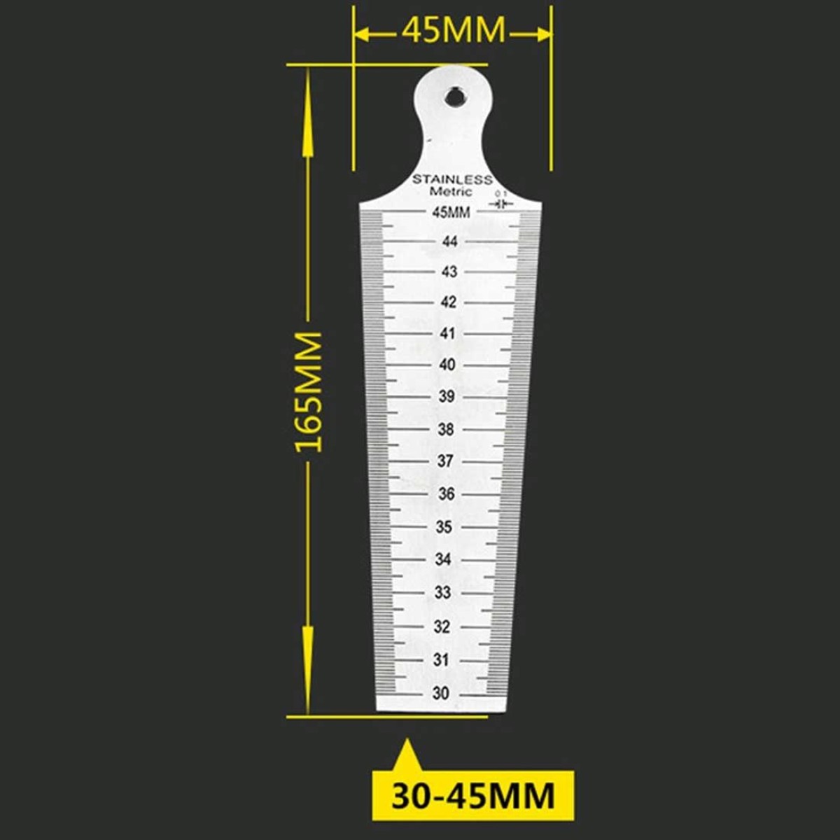 Wedge Feeler Gap 30-45mm Stainless Steel Ruler Inspection Taper Gauge Metric Imperial Measure Tool