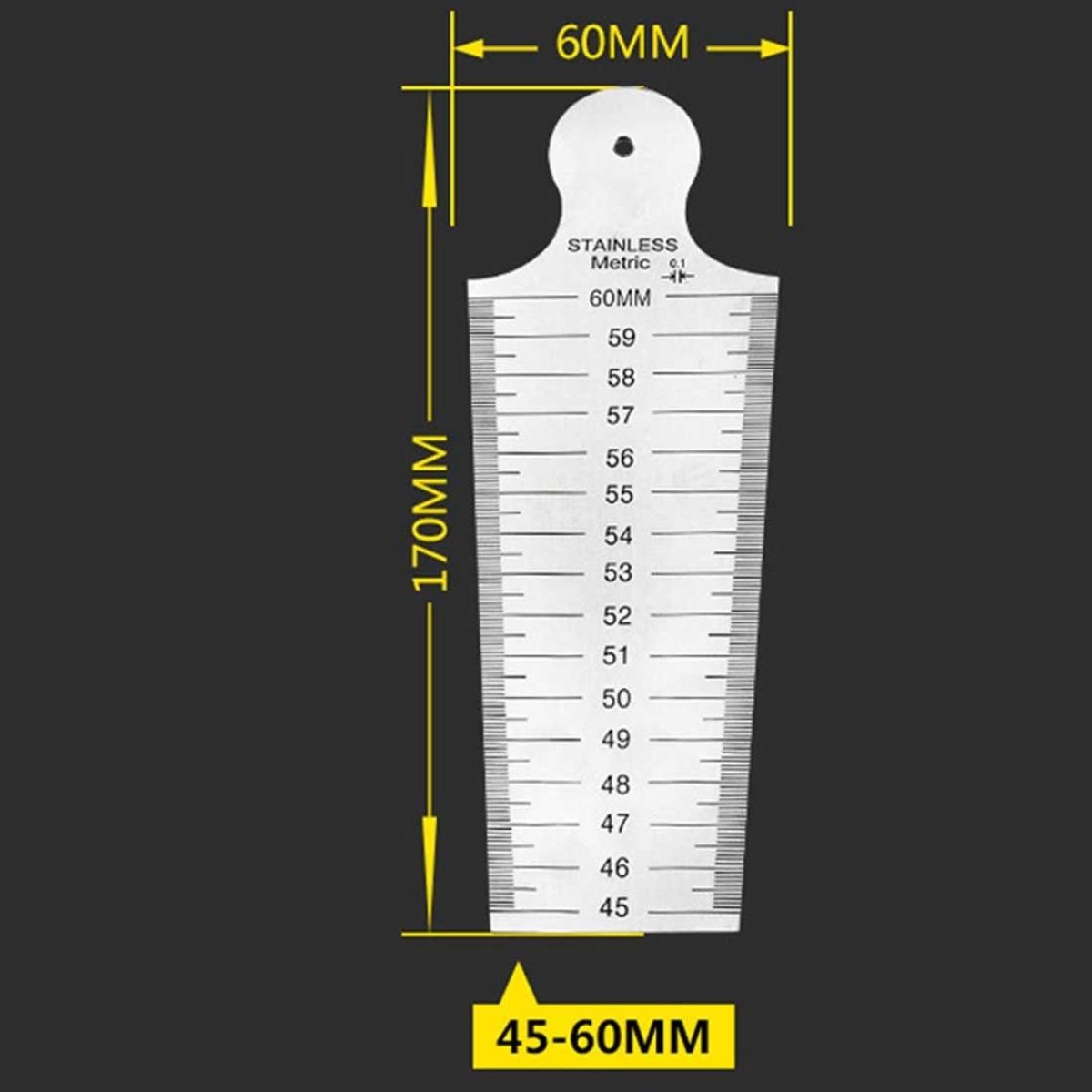 Wedge Feeler Gap 45-60mm Stainless Steel Ruler Inspection Taper Gauge Metric Imperial Measure Tool