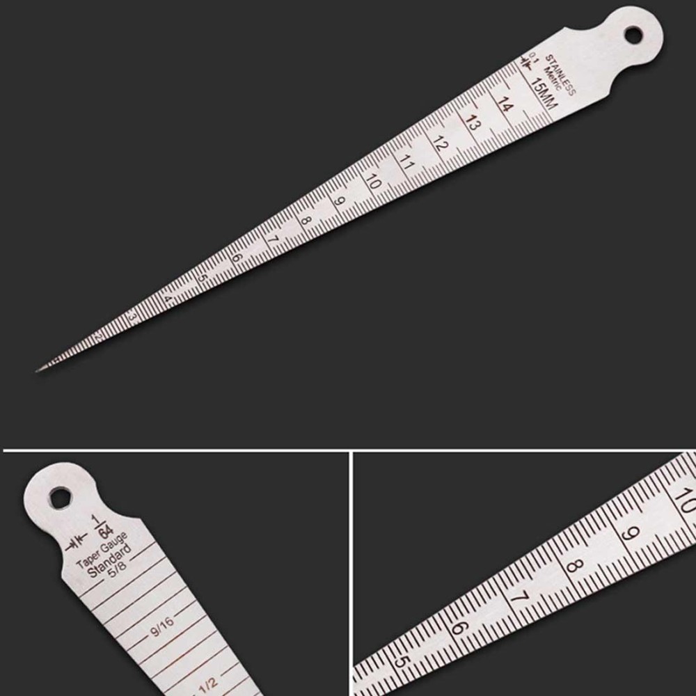 Wedge Feeler Gap 1-15mm Thin Stainless Steel Ruler Inspection Taper Gauge Metric Imperial Measure Tool