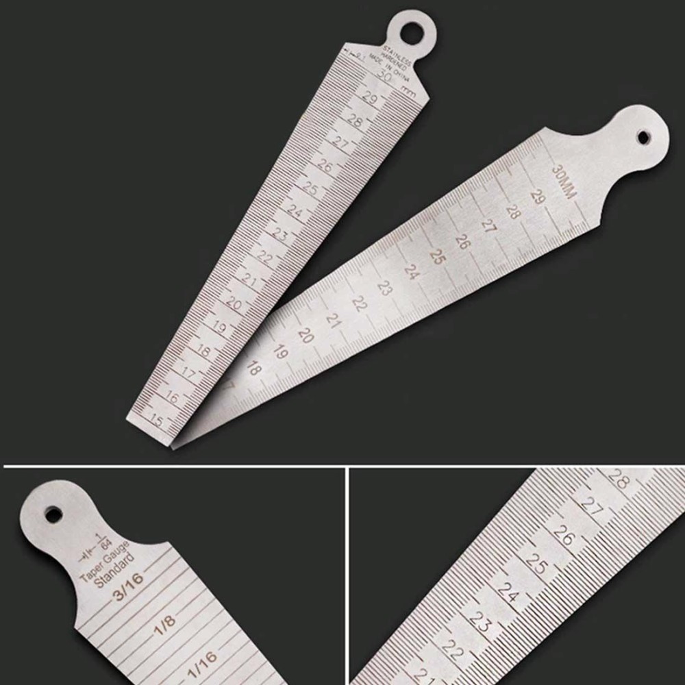Wedge Feeler Gap 15-30mm Stainless Steel Ruler Inspection Taper Gauge Metric Measure Tool