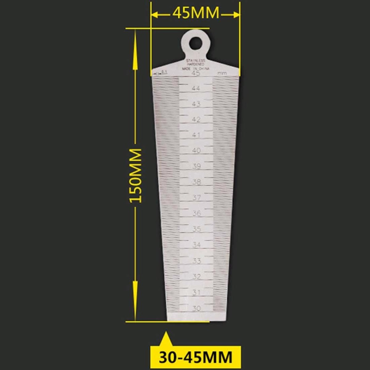 Wedge Feeler Gap 30-45mm Stainless Steel Ruler Inspection Taper Gauge Metric Measure Tool