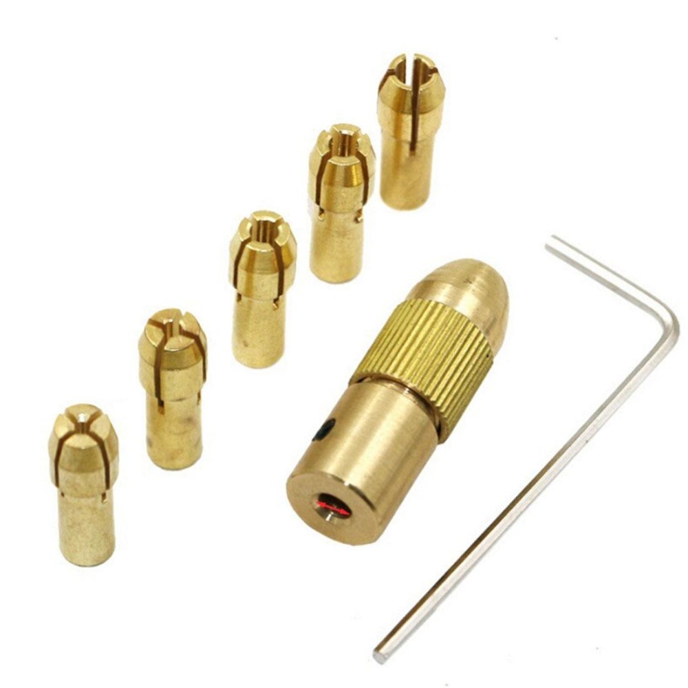 7 PCS/Set Brass 0.5-3mm Small Electric Drill Bit Collet Micro Twist 2.35mm Drill Chuck Set with Wrench