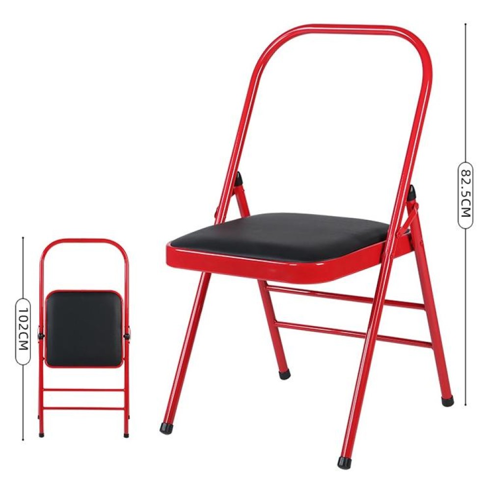 Professional Multifunctional Folding Yoga Chair, Couble Beam(Black Red)