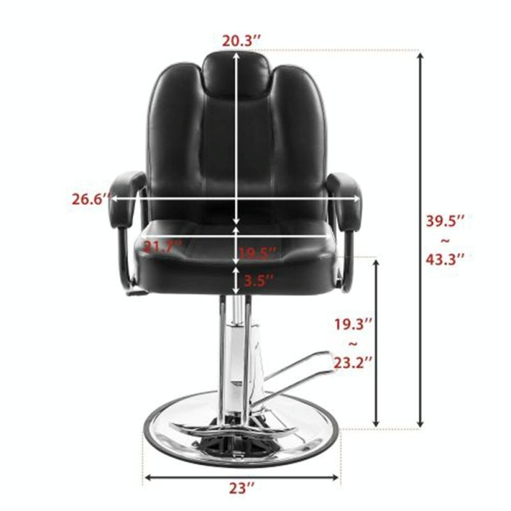 [US Warehouse] Beauty Salon Tatoo Spa Equipment Reclining Barber Chair (Black)