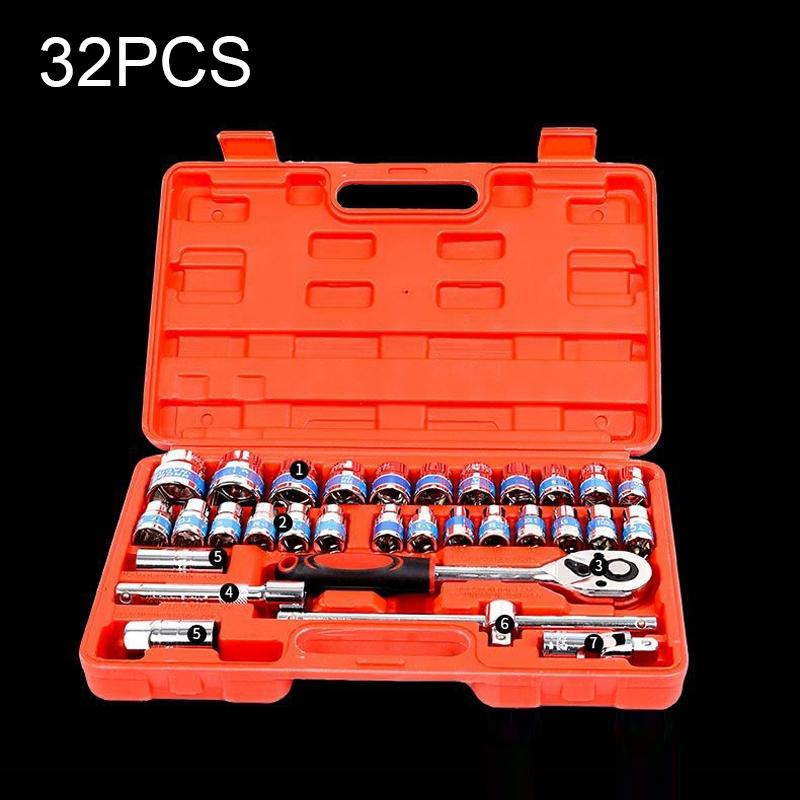 32 In 1 Multi-function Car Repair Combination Toolbox Ratchet Wrench Set