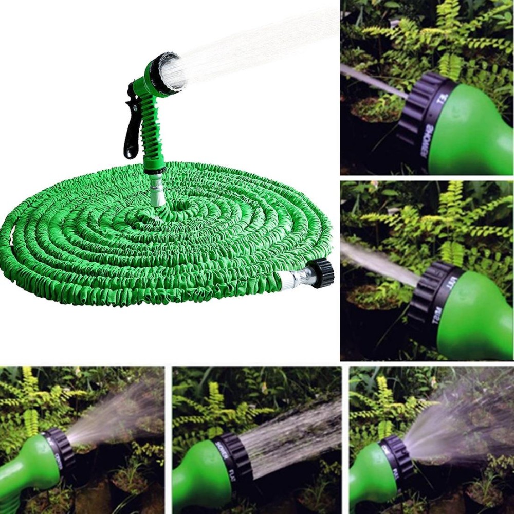 12.5-37.5m Telescopic Pipe Expandable Magic Flexible Garden Watering Hose with Spray Gun Set (Green)