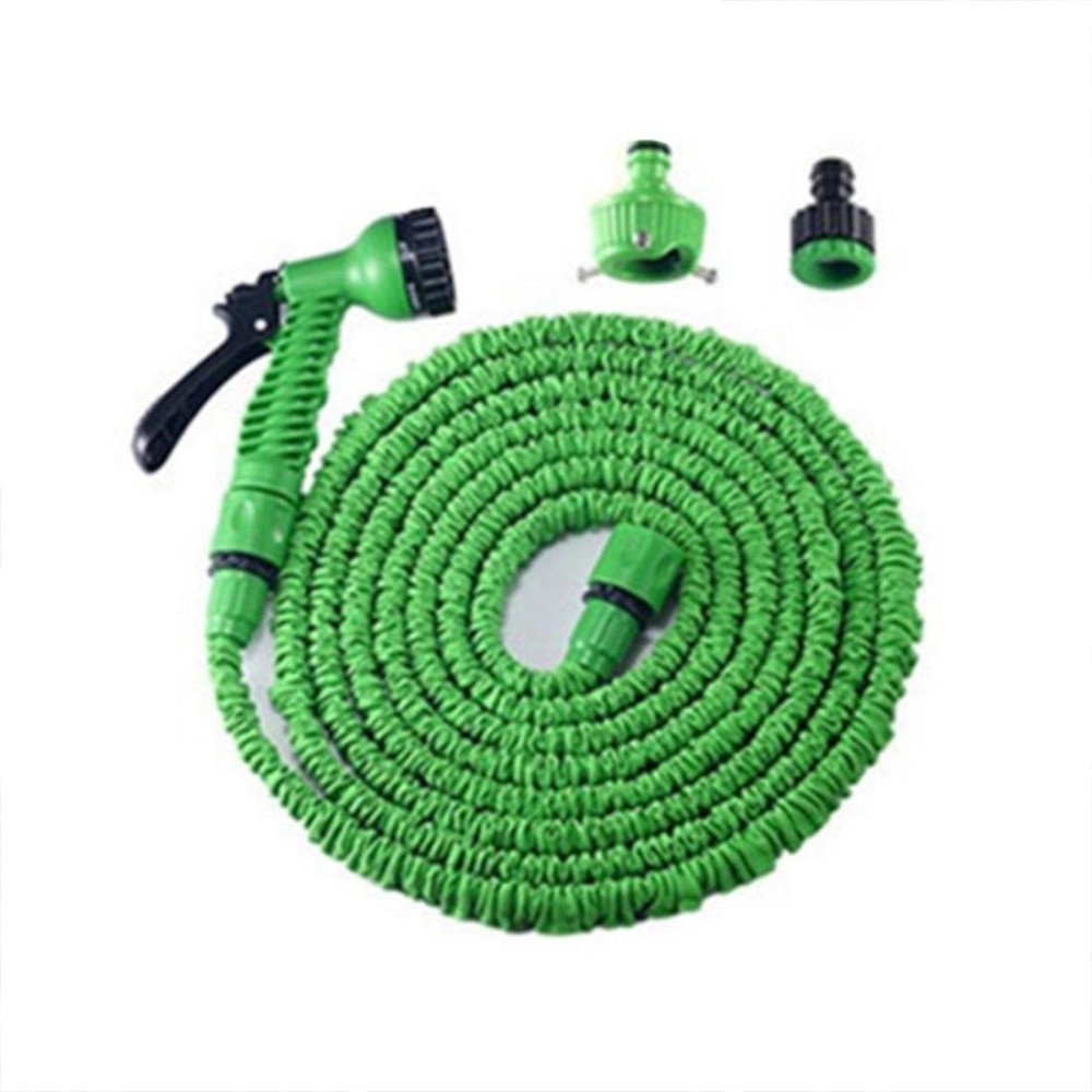 12.5-37.5m Telescopic Pipe Expandable Magic Flexible Garden Watering Hose with Spray Gun Set (Green)