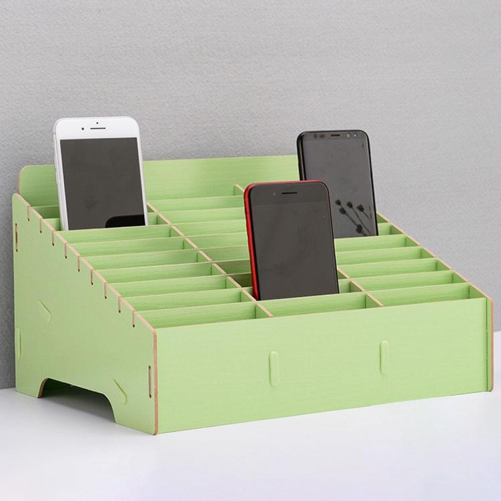 Wooden Multi-cell Mobile Phone Film Stand Desktop Display Rack, 30 Grids, Size: 31.5x23.5x18.5cm (Green)