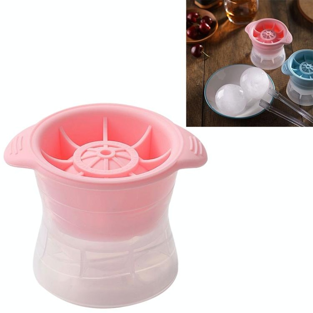 Home Spherical Ice Lattice Whisky Wine Ice Cube Maker Silicone Trays Mold with Cover (Pink)