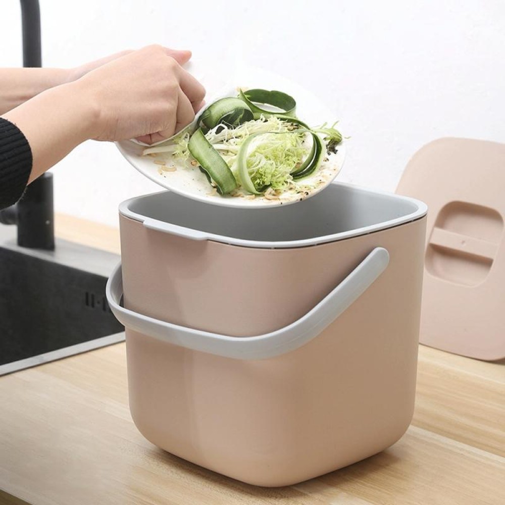 Household Creative Kitchen Trash Can With Cover Simple Fashion Classification Garbage Bin Residue Filter Bin(Khaki)
