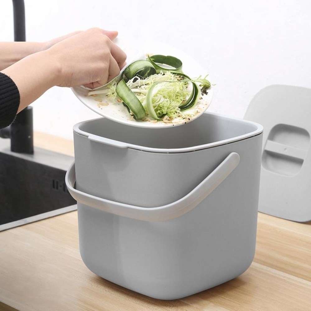 Household Creative Kitchen Trash Can With Cover Simple Fashion Classification Garbage Bin Residue Filter Bin (Grey)