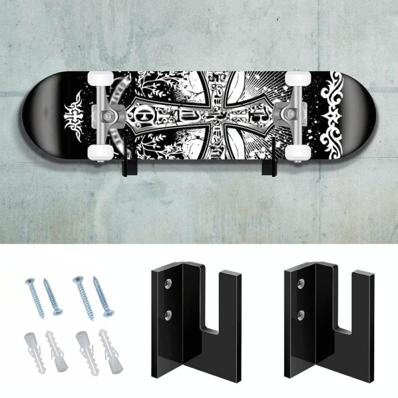 1 Pair YX028-1 Skateboard Wall-Mounted Display Holder (Black)