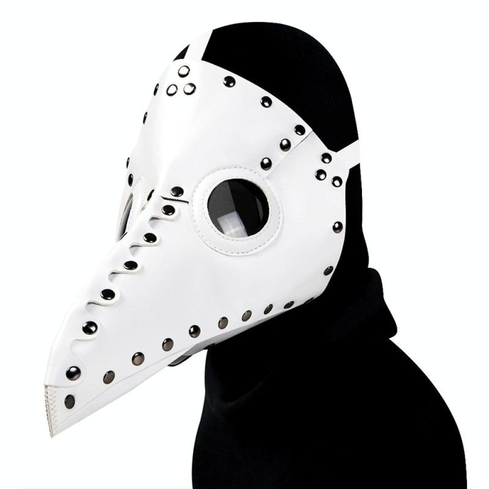 HG65005 Halloween Dress Up Props Rivets Beak Shape Mask(White)