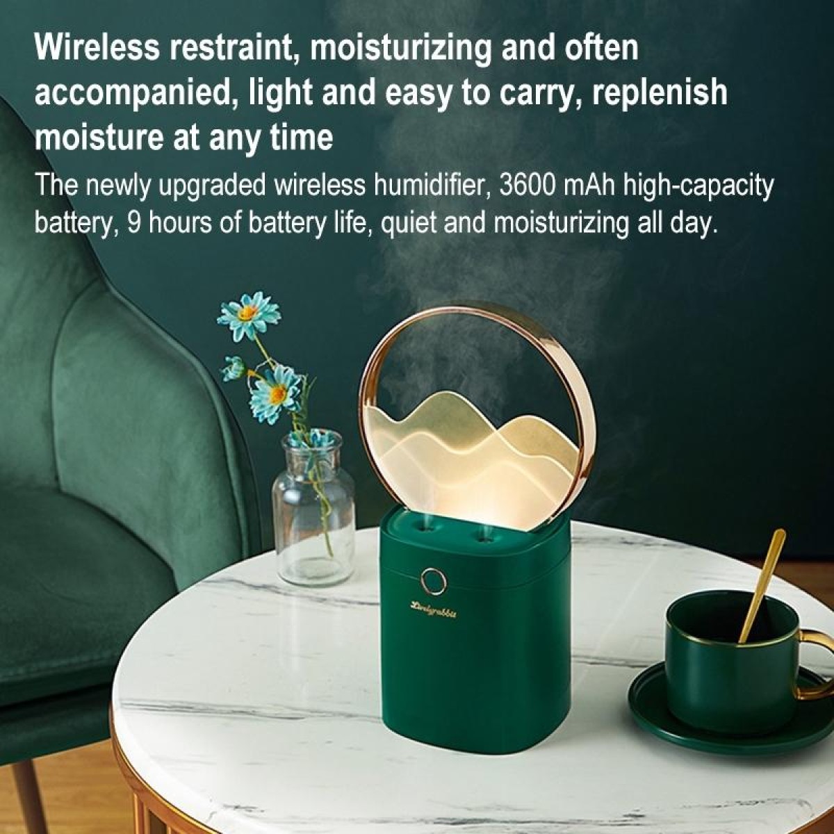 XM-JS806 6W USB In-line Household Livelyrabbit Clouds Fog Mountains Shaped Humidifier with Night Light(Green)