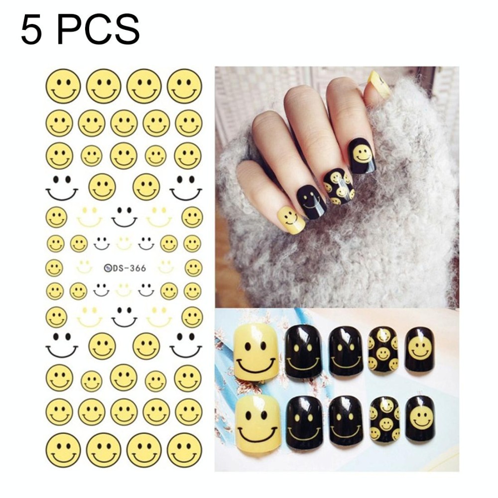 DS358-366 5 PCS 9 Patterns DIY Design Beauty Water Transfer Harajuku Nails Art Sticker Nail Art Decoration Accessories, Random Color Delivery, Without Nails