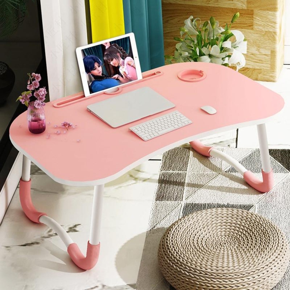 Foldable Non-slip Laptop Desk Table Stand with Card Slot & Cup Slot (Pink)