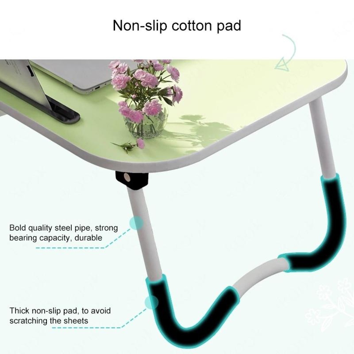 Foldable Non-slip Laptop Desk Table Stand with Card Slot & Cup Slot (Green)