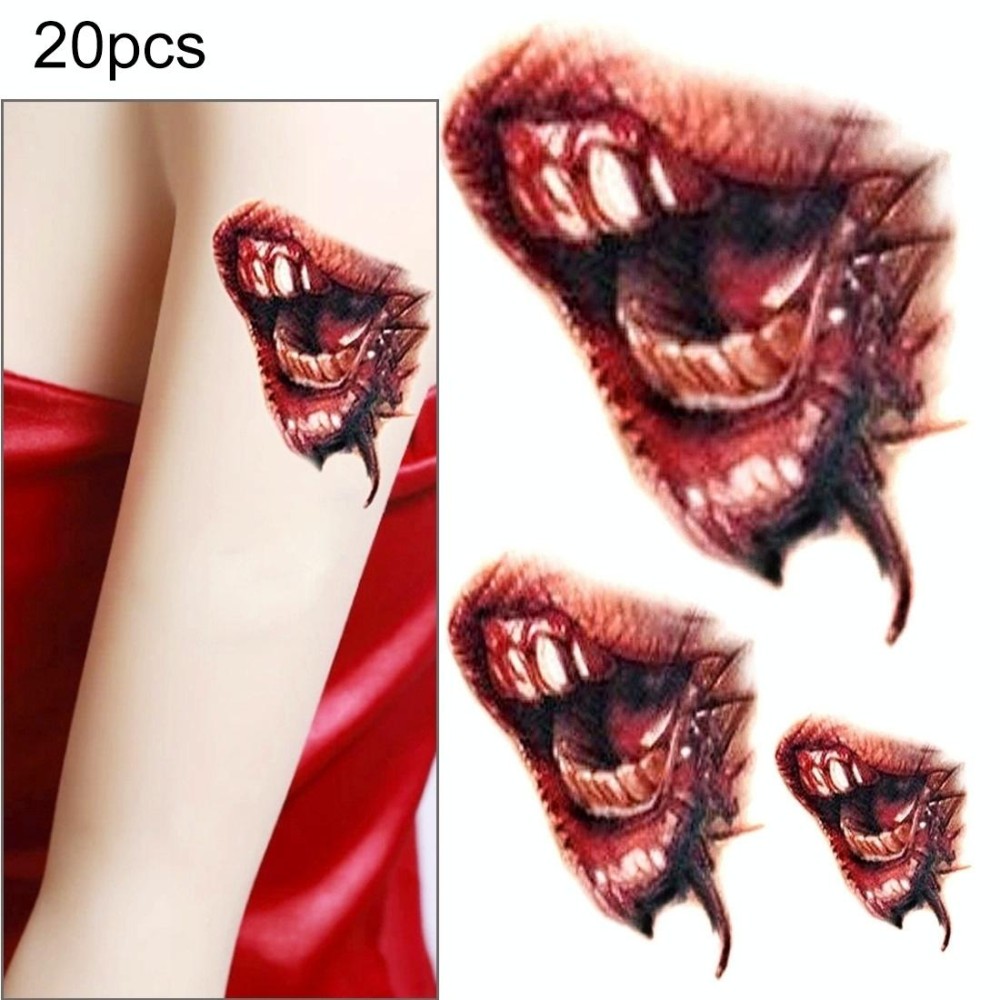 20pcs S-297 Halloween Terror Realistic Wound Blood Mouth Temporary Tattoo Sticker