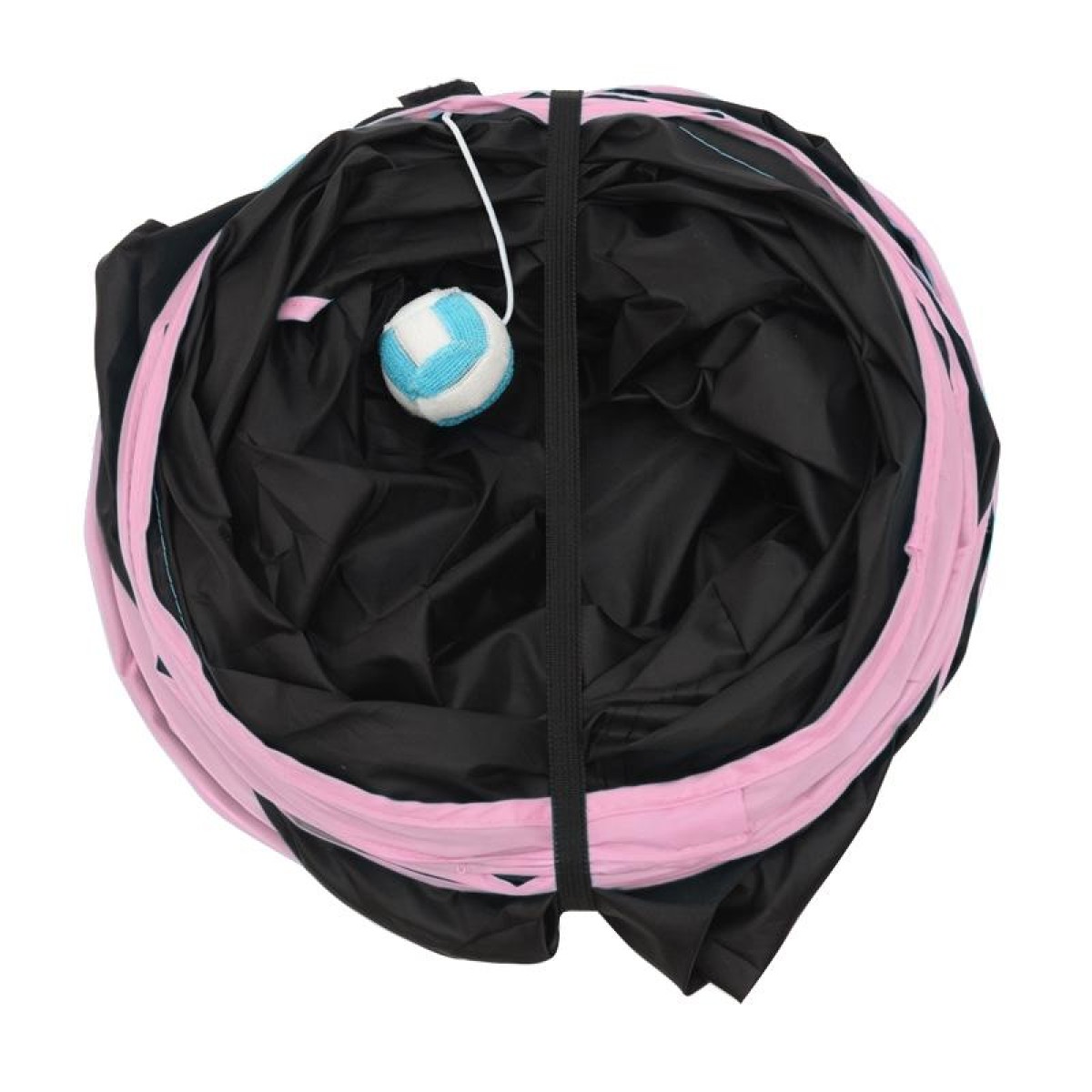 Foldable 3 Exits Exercising Cat Tunnel with A Hanging Ball(Pink)