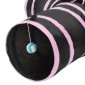 Foldable 3 Exits Exercising Cat Tunnel with A Hanging Ball(Pink)