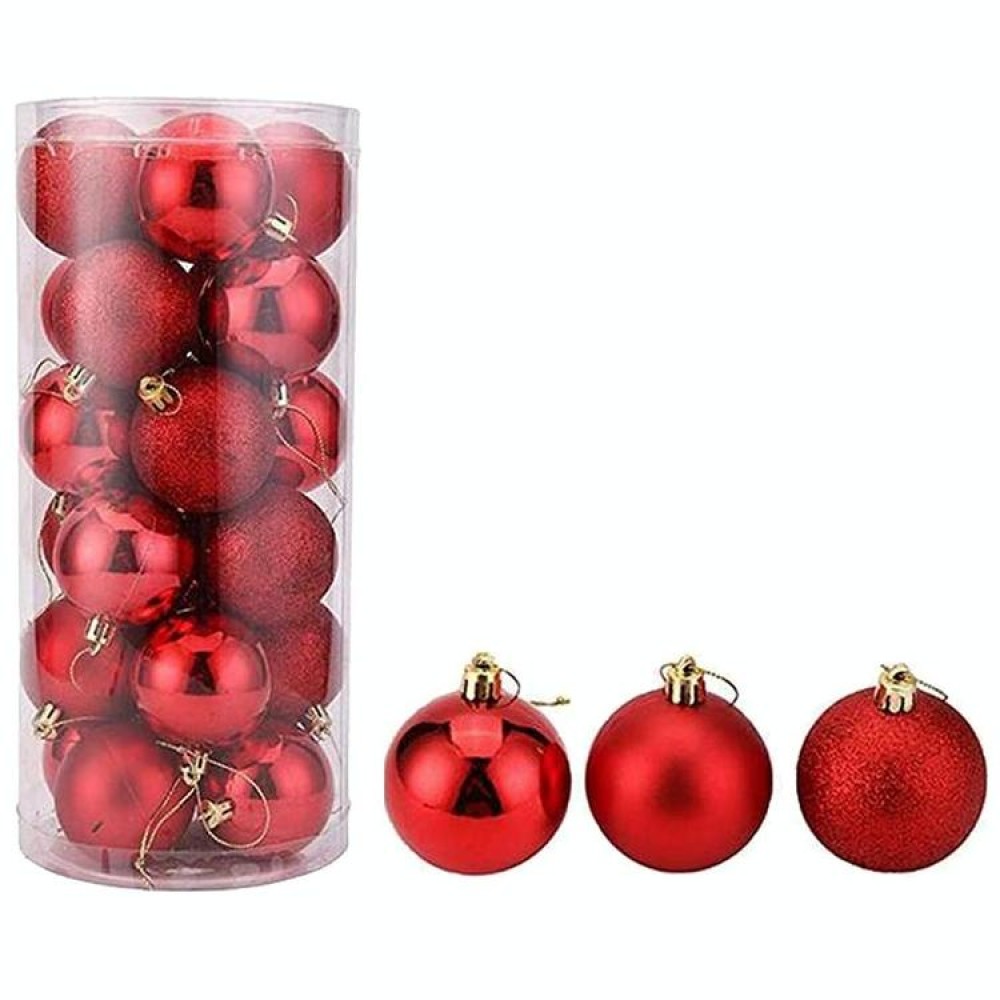 24 PCS 4cm Plating Plastic Christmas Tree Decorations Hanging String Ball, Random Color Delivery