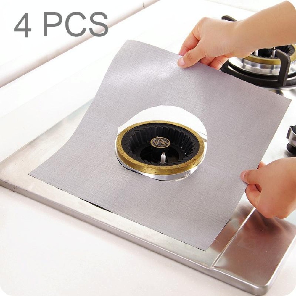 4 PCS Gas Furnace Surface Ultra-thin Fibre Material Stovetop Protective Cleaning Pad, Size: 27*27 cm (Silver)