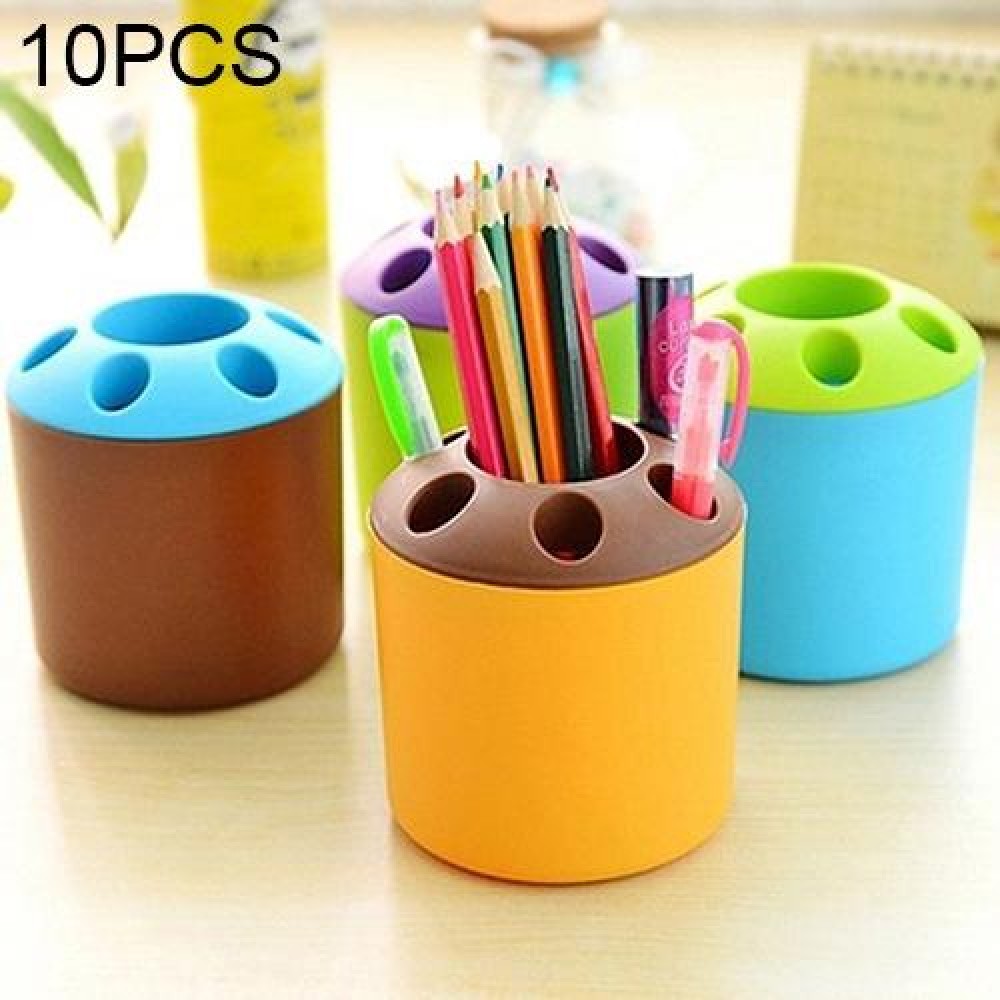 10 PCS Multi-function Creative Colour Pen Container Toothbrush Seat School Stationery Life Office Supplies, Random Color Delivery