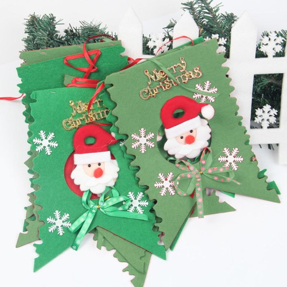 Christmas Scene Decoration Six Flag Non-woven Fabric Santa Hanging Flag(Green)