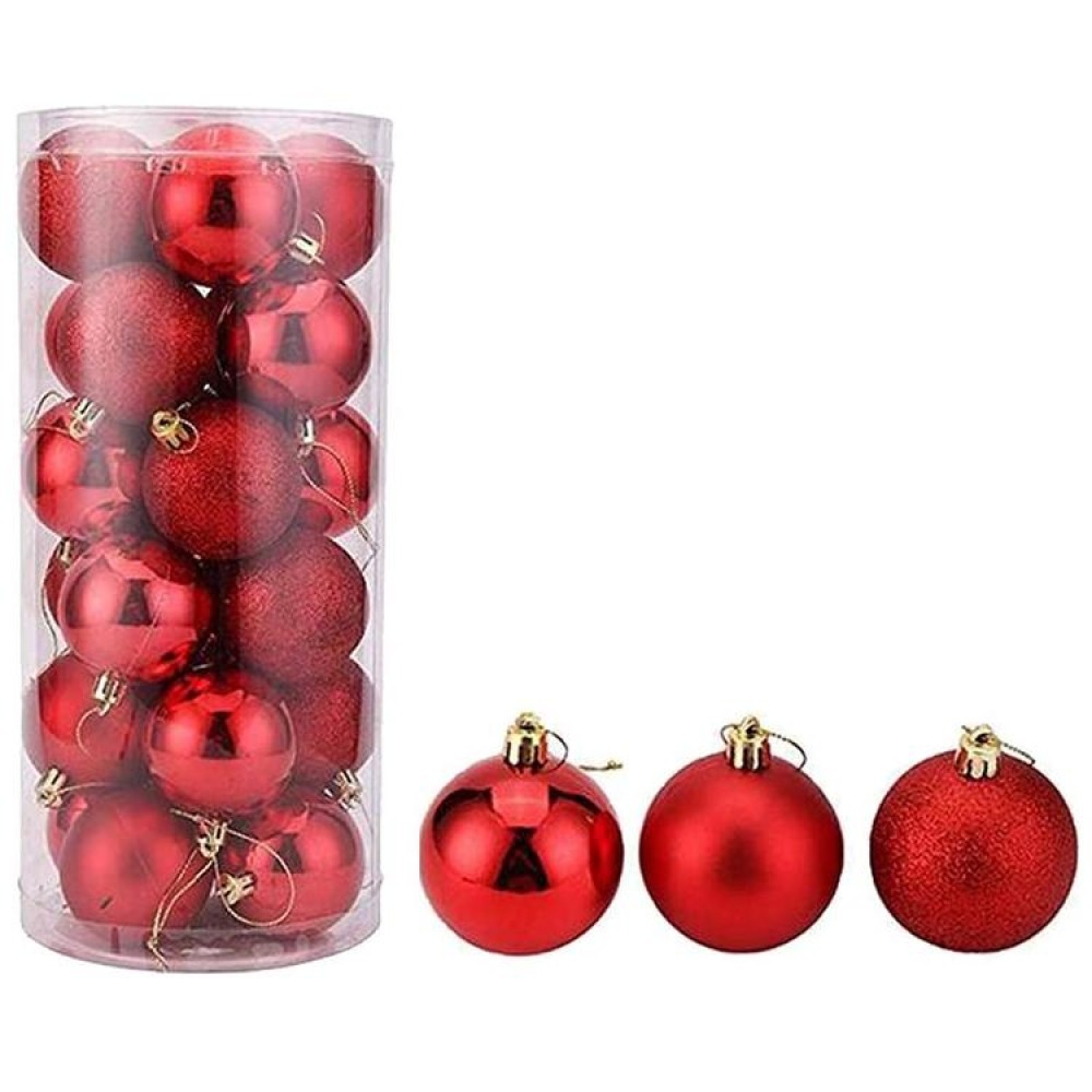 24 PCS 6cm Plating Plastic Christmas Tree Decorations Hanging String Ball, Random Color Delivery