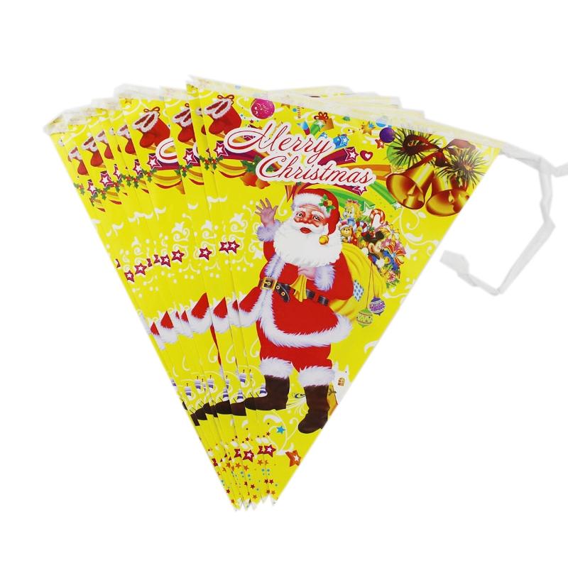10 Sets Christmas Scene Decoration Triangle Paper Flags Non-woven Fabric Hanging Banners(Yellow)