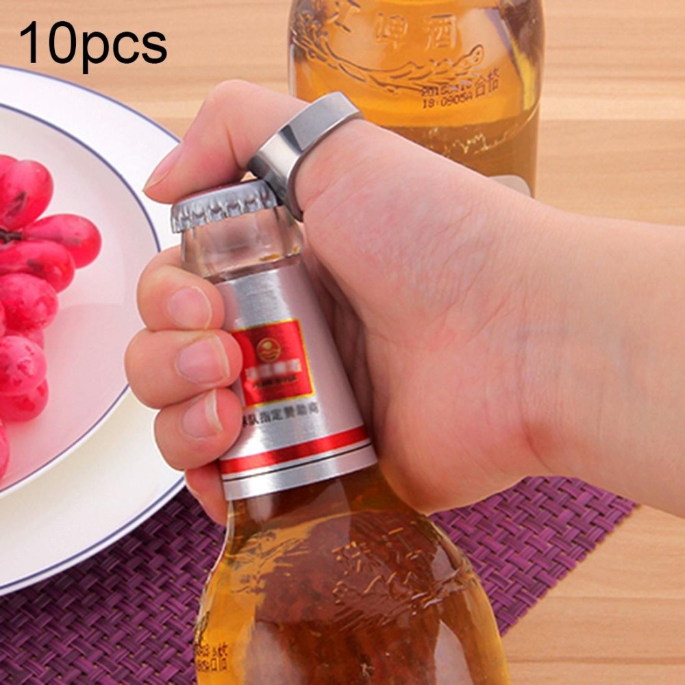 10pcs Ring Style Metal Beer Bottle & Can Opener, Inner Diameter: 2.2cm(Silver)