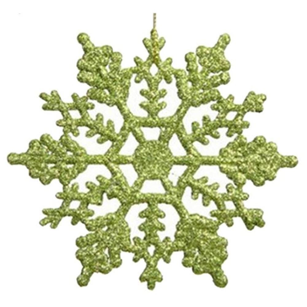 12 PCS Christmas Tree Ornaments Acrylic Snowflake Pieces Decorative Pendant Loose Powder, Diameter: 10cm(Green)