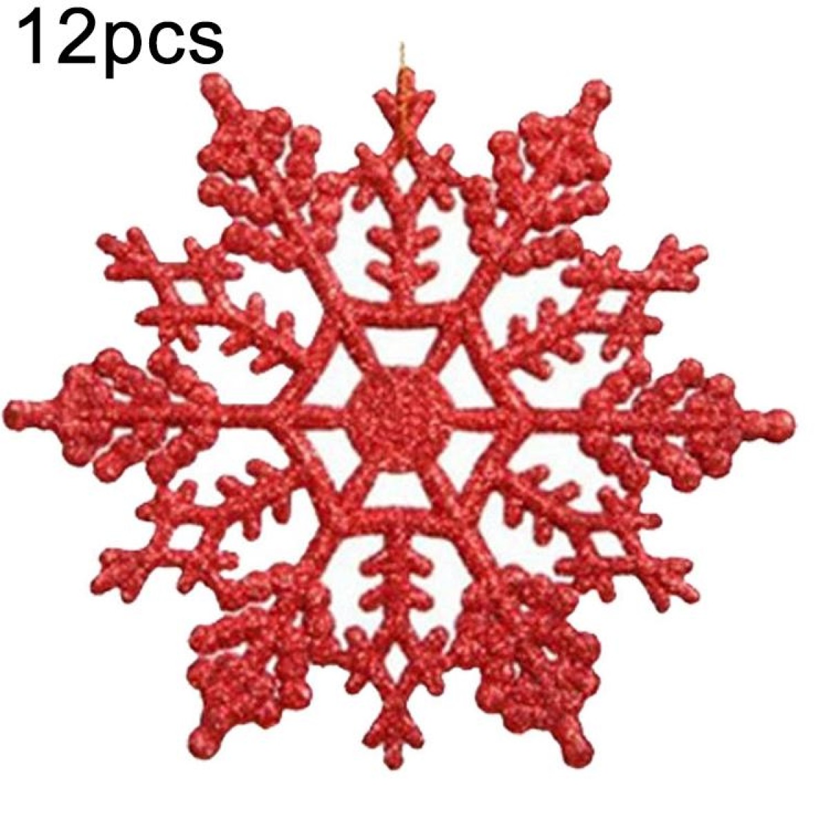 12 PCS Christmas Tree Ornaments Acrylic Snowflake Pieces Decorative Pendant Loose Powder, Diameter: 10cm(Red)