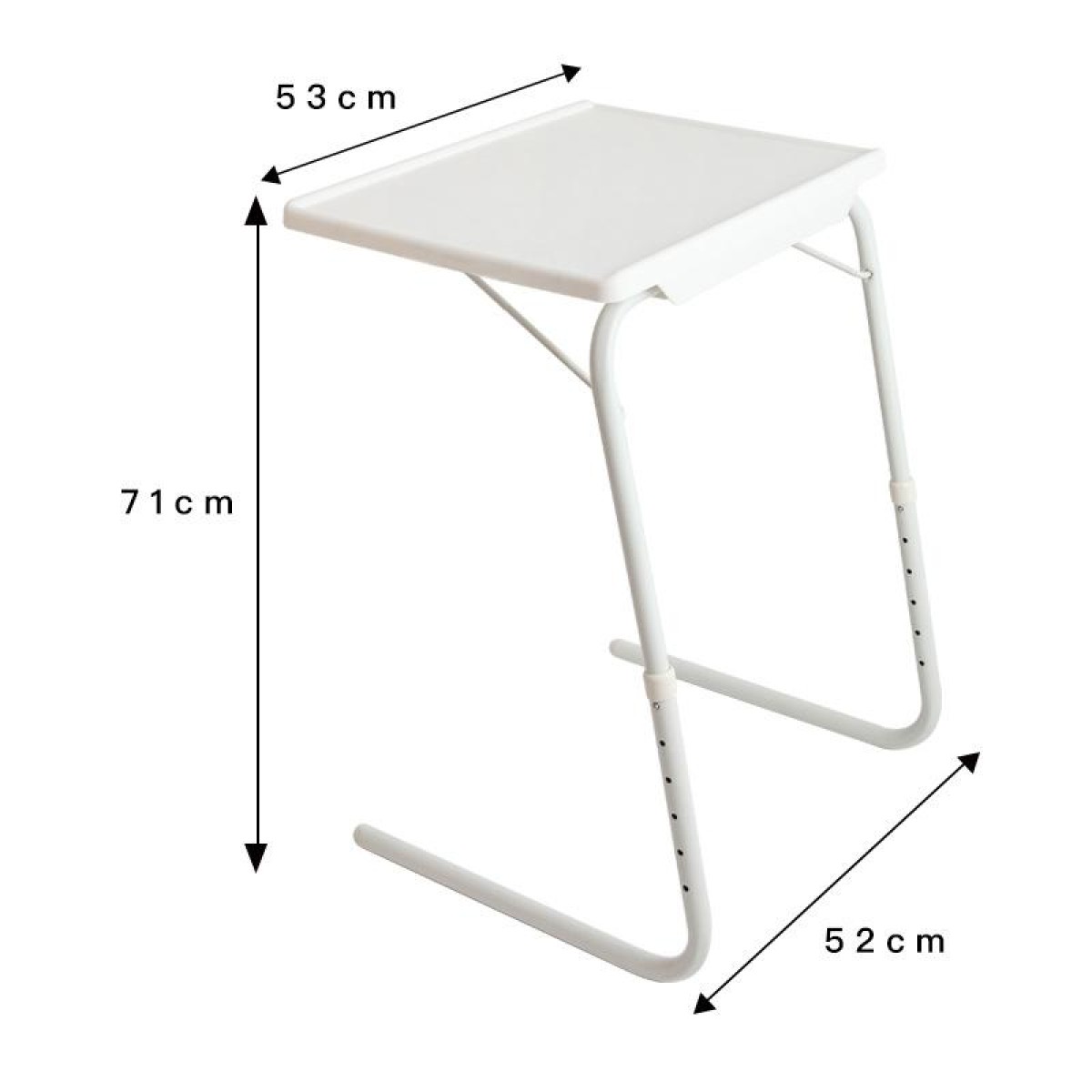 Plastic Pad Steel Tube Bracket Liftable Foldable Portable Multi-purpose Laptop Table, Adjustable Height: 52-72cm, Adjustable Angle: 30 Degrees / 60 Degrees / 90 Degrees(White)