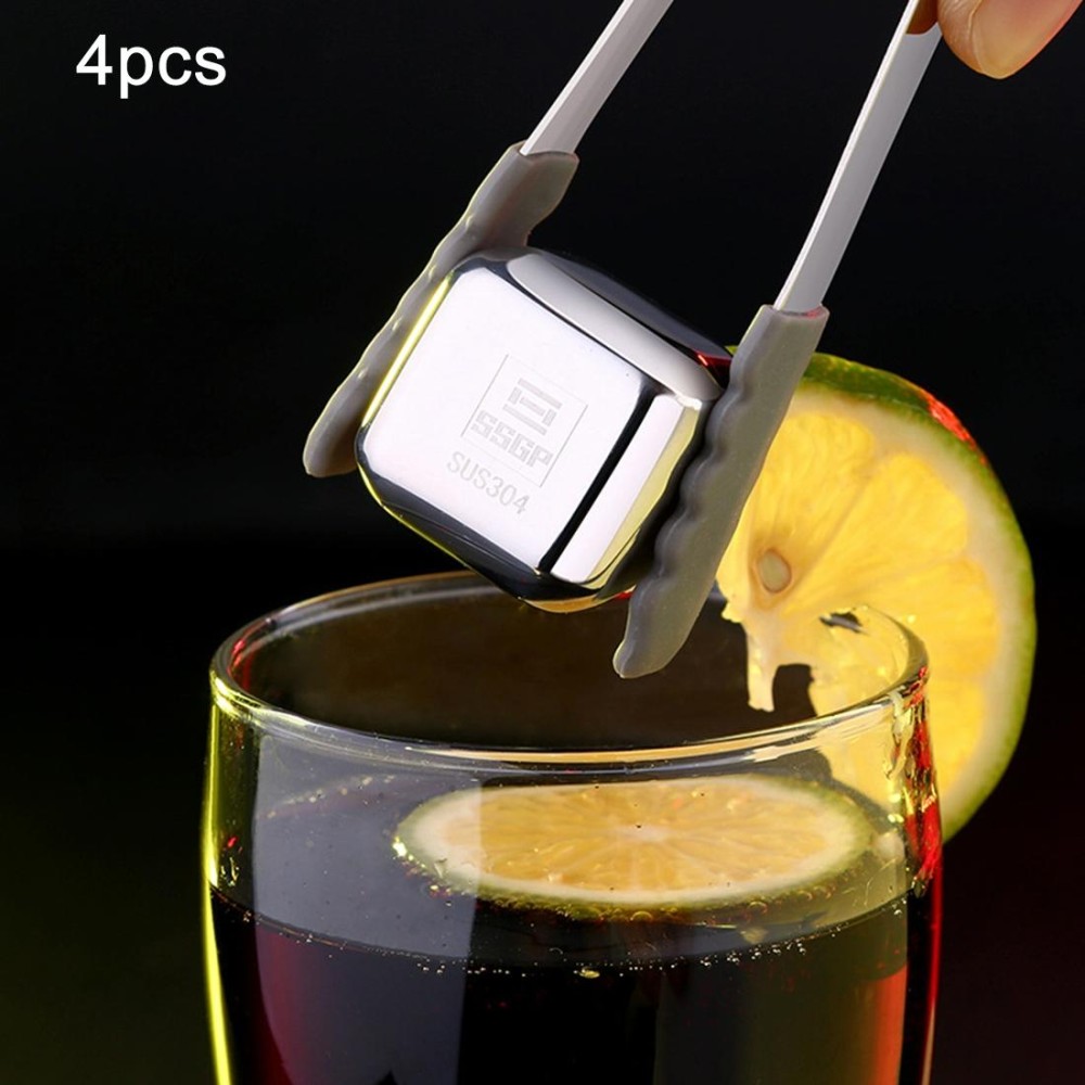 4 PCS Stainless Steel Chilling Reusable Ice Cubes for Whiskey, Vodka, Liqueurs
