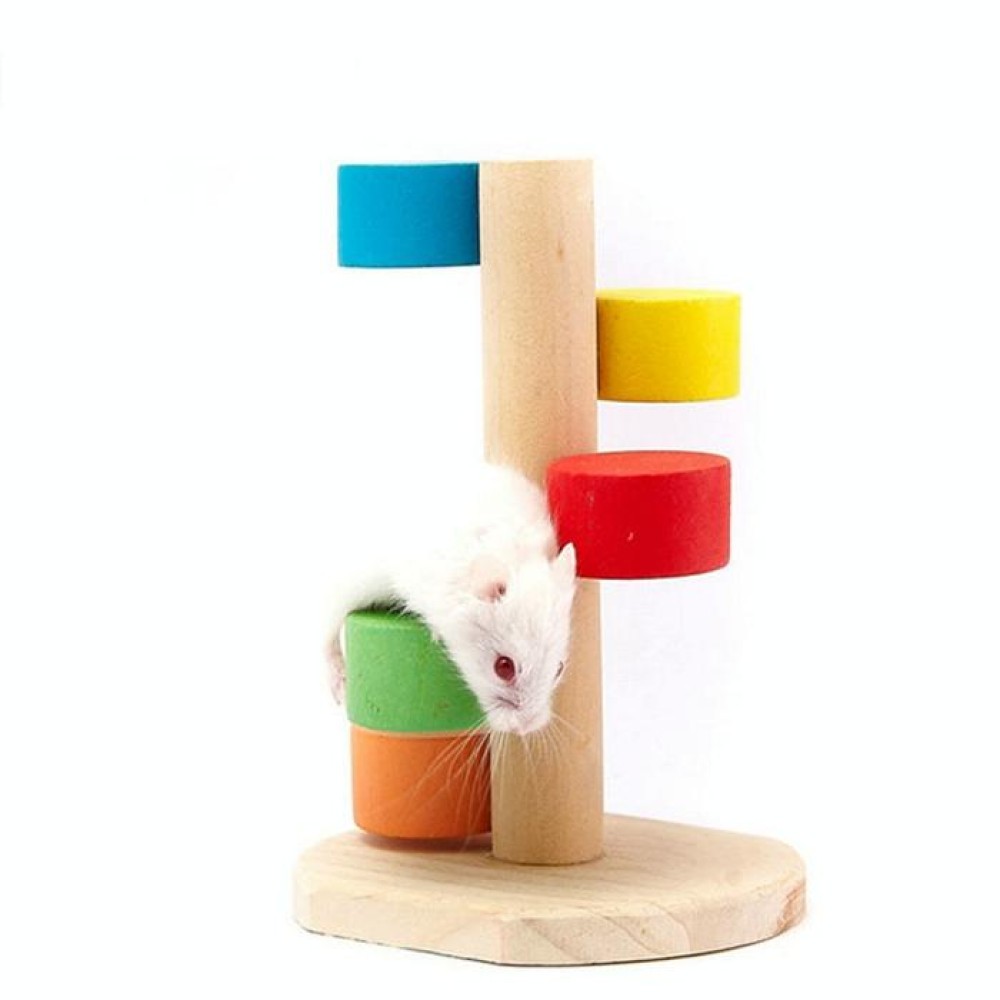 Pet Natural Wood Hamster Colorful Scaling Step Ladder Platform Toy for Small Pets