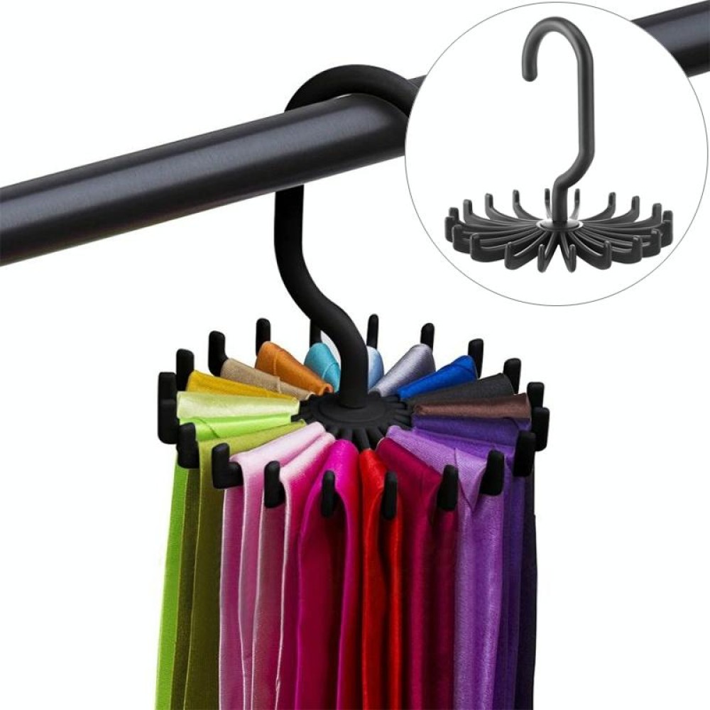 20 Claws 360 Degree Rotatable Tie Rack Belt Scarf Hanger Holder, Size: S(Black)
