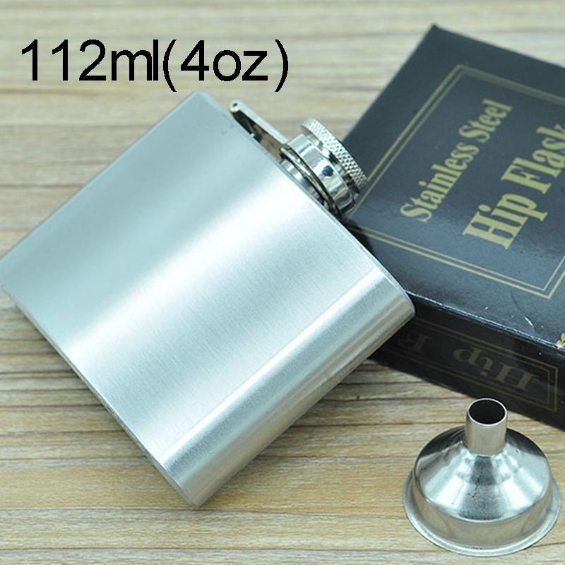 112mL (4oz) Outdoor Sports Handy Home Travel Wild Stainless Steel Portable Hip Flask(with Small Funnel)(Silver 112mL (4oz))