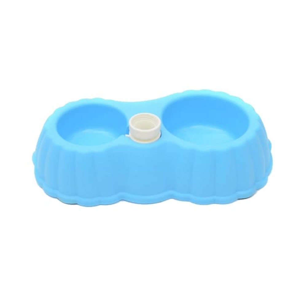 Pumpkin Shape Dog Cat Food Dish + Drinking Water Double Bowls with Automatic Water Dispenser, Size: S (Blue)